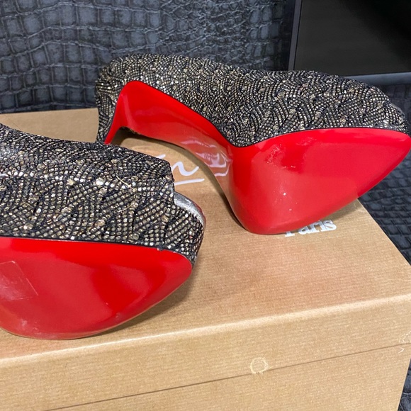 Black/Silver Fetish Peep 130 Glitter Peep toe Pump - Picture 4 of 6